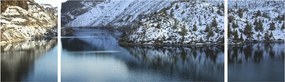 Obraz - zimowy krajobraz z jeziorem (170x50 cm)