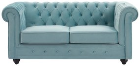 Kanapa 2-osobowa z weluru w kolorze pastelowy niebieski CHESTERFIELD