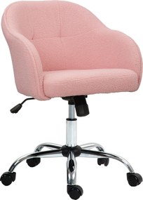 HOMCOM Fotel biurowy, ergonomiczny z funkcją bujania, w wyglądzie futra teddy 56 x 61 x 86 cm Różowy