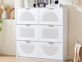Nowoczesna szafa na buty 118x25x115 cm - z 6 drzwiczkami uchylnymi - Biały