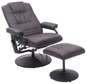 HOMCOM Fotel do Masażu Relax z Podnóżkiem 10 Punktów Wibracji Elegancki Brązowy | Aosom PL