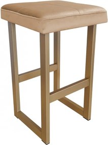 Hoker ALEX krzesło barowe tkanina Welur podstawa metalowa : Kolor Stelaża - Złoty, Kolor tkaniny - VELVET - MG06, Wysokość - 75 cm