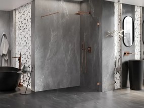 Mexen Lunar ścianka prysznicowa Walk-in prawa 80 x 200 cm, transparent 8 mm, miedź szczotkowana - 830-080-000-65-00-P