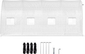 Tunel Foliowy SucceBuy 457,2 x 213,36 x 213,36 cm Tunel Ogrodowy do Chodzenia, Ocynkowana Rama i Wodoodporna Powłoka