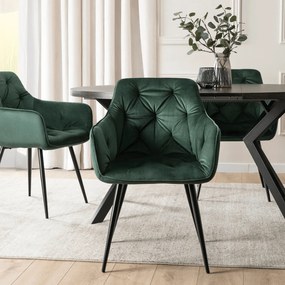 Krzesło Tapicerowane do Salonu MODESTO Zielone Welurowe Nowoczesne Loft