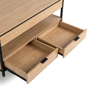 Ławostół Rozkładany LUCA 100 cm Dąb/Czarny Loft - Stół i Ława do Salonu