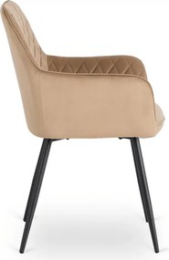Zestaw Stół Prostokątny Rozkładany HAMPTON 160-240 cm Dąb/Czarny i 4 Krzesła Tapicerowane BRESSO Beżowe