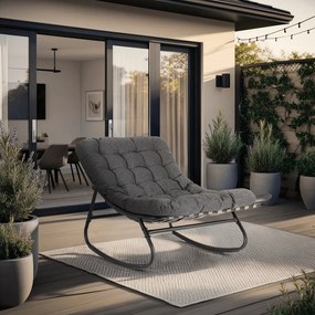 Bujany fotel na taras Aurora - bujak ogrodowy z pikowaną poduchą, szary