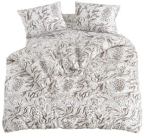 Biało-brązowa pościel dwuosobowa z prześcieradłem/4-częściowa 200x220 cm Floral – Mila Home
