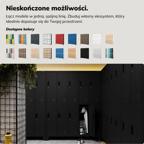 Szafa socjalna ubraniowa 10-drzwiowa czarna, 1360x1720x450 mm: BARTEK