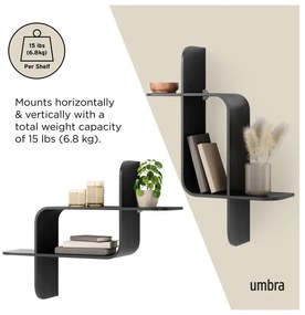 Czarna wielopoziomowa półka z litego drewna kauczukowego 62 cm Montage – Umbra