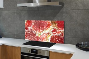 Szkło do Kuchni na Ścianę Truskawki w Kroplach Wody