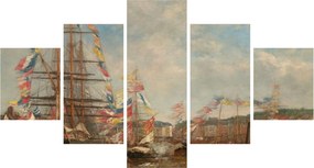 Obraz - Eugène Boudin, Festival in the Harbor of Honfleur, reprodukcje (125x70 cm)
