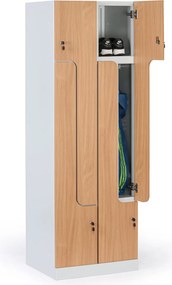 Metalowa szafka ubraniowa S1 Z, 4-drzwiowa, 1850 x 600 x 500 mm, demontaż, zamek cylindryczny, drzwi laminowane, buk