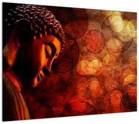 Obraz na szkle - Budda w odcieniach czerwieni (70x50 cm)