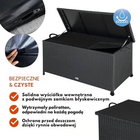 Polirattanowy pojemnik na schowek RICCO, 117 x 53 x 60cm, czarna Casaria