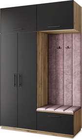 Masseno Garderoba REMA 150/240/60 cm Nowoczesna Szafa do Przedpokoju Dąb wotan, MONOLITH 62 (Wrzosowy)