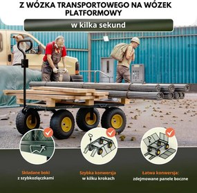 Wózek transportowy HECTOR, maks. 550 kg, 110x75x52 cm, zielony Gardebruk