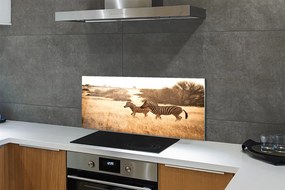 Panel szklany do Kuchni Sylwetka Zebry o Zachodzie