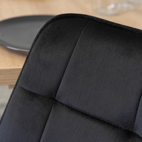 Zestaw Stół Prostokątny Rozkładany CLARK 120-160 cm Dąb Artisan/Czarny i 4 Krzesła Tapicerowane RIO Czarne Welurowe