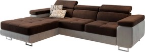 Masseno Narożnik ELMA z funkcją spania i pojemnikiem na pościel, Rozkładana sofa - Brązowy, MONOLITH 29 + MONOLITH 09