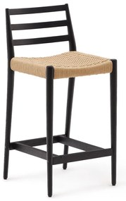 Czarny/w naturalnym kolorze hoker z litego drewna dębowego (wysokość siedziska 70 cm) Analy – Kave Home