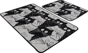 Czarne/szare dywaniki łazienkowe zestaw 2 szt. 60x100 cm White Cats – Foutastic