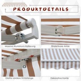 Outsunny Markiza z korbą, przegubowym ramieniem, montaż ścienny, aluminium, beżowa, 3x2,5m | Aosom PL