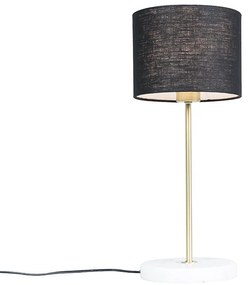 Lampa stołowa mosiądz z czarnym kloszem 20 cm - Kaso Rustykalny / Vintage Oswietlenie wewnetrzne