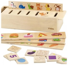 Viga drewniany edukacyjny sorter gra zwierzątka owoce warzywa montessori