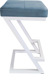 Hoker ZETA krzesło barowe tkanina Welur podstawa metalowa LOFT : Kolor Stelaża - Biały, Kolor tkaniny - VELVET - MG33