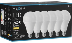 Mexen Nova 6x żarówka LED E27, A95, 25W, Ciepła - 3000K, 2625 lm - L100-E27-2530-01x06