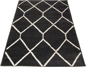 Antracytowy dywan w kratkę do sypialni S0-T51