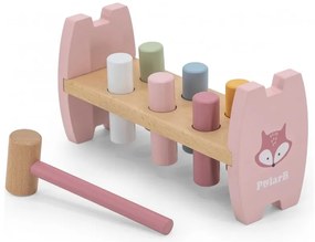 Viga polarb drewniana przebijanka wbijanka z młoteczkiem lisek montessori
