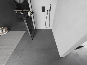 Mexen Kioto+ L ścianka prysznicowa z półką Walk-in 70 x 200 cm, czarna kratka, czarna - 800-070-123-70-77
