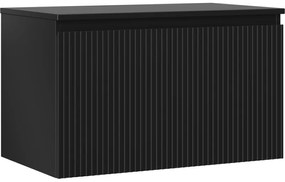 Mexen Rivel szafka łazienkowa podumywalkowa 80 cm z blatem, 1 szuflada, ryflowana , czarna mat - 91A20-08047-1-BFC71