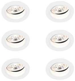 Zestaw 6 Nowoczesna oprawa do wbudowania okrągła biała regulowana - Chuck 70