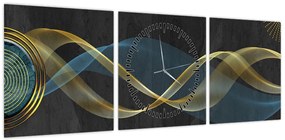 Obraz - Abstrakcja (z zegarem) (90x30 cm)