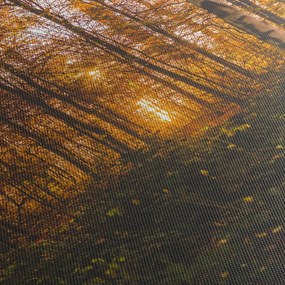 Obraz jesiennego lasu (z zegarem) (90x30 cm)