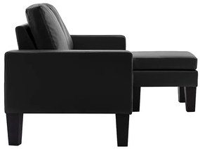 3-osobowa czarna sofa z ekoskóry z podnóżkiem - Lencor 4Q