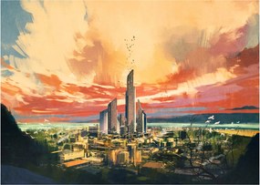 Obraz na szkle - Malowane miasto (70x50 cm)