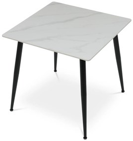 Stół jadalny 80 x 80 cm, ceramika i marmur, biały