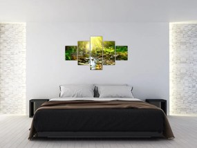 Obraz rzeki w zielonym lesie (125x70 cm)