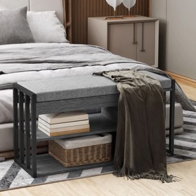 HOMCOM Półka na buty z ławką, przedpokojowa półka na buty, szafa na buty z trzystopniowym designem, do przedpokoju, salonu, sypialni, Szary