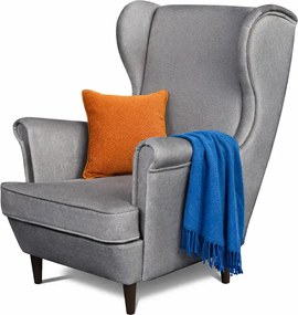 Szary tapicerowany fotel uszak B7-H34