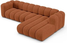 Ceglasty narożnik z tkaniny szenilowej (prawostronny/z szezlongiem) Lupine – Micadoni