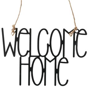 Tabliczka metalowa Welcome Home, czarna, 26,5 x 18 cm
