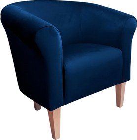 Fotel Milo tkanina Welur wygodny fotel tapicerowany do salonu i sypialni : Kolor nogi - Drewno, Kolor tkaniny - VELVET - MG16, Wysokość nogi - 20 cm