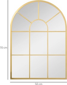 HOMCOM Lustro Okienne z Metalową Ramą, 70 x 50 cm, Złoty