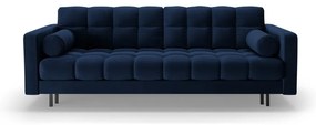Ciemnoniebieska aksamitna rozkładana sofa ze schowkiem 222 cm Bali – Cosmopolitan Design